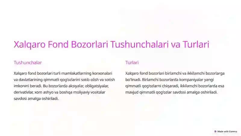 Xalqaro Fond Bozorlari 2