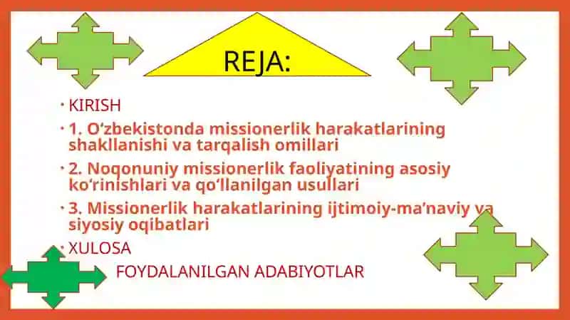 O’zbekistonda faoliyati kuzatilgan missionerlik harakatlari va ular faoliyatining oqibatlari 2