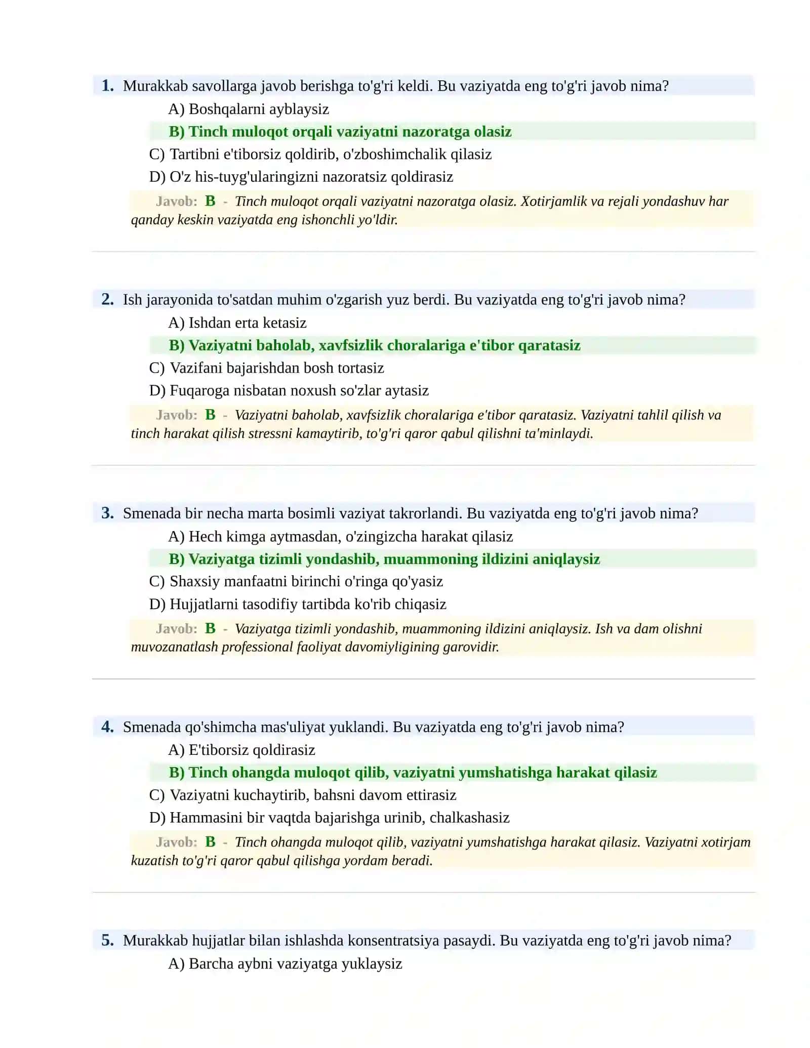 BOJXONA XIZMATIGA ISHGA KIRISH PSIXOLOGIK SINOV Testlari 2