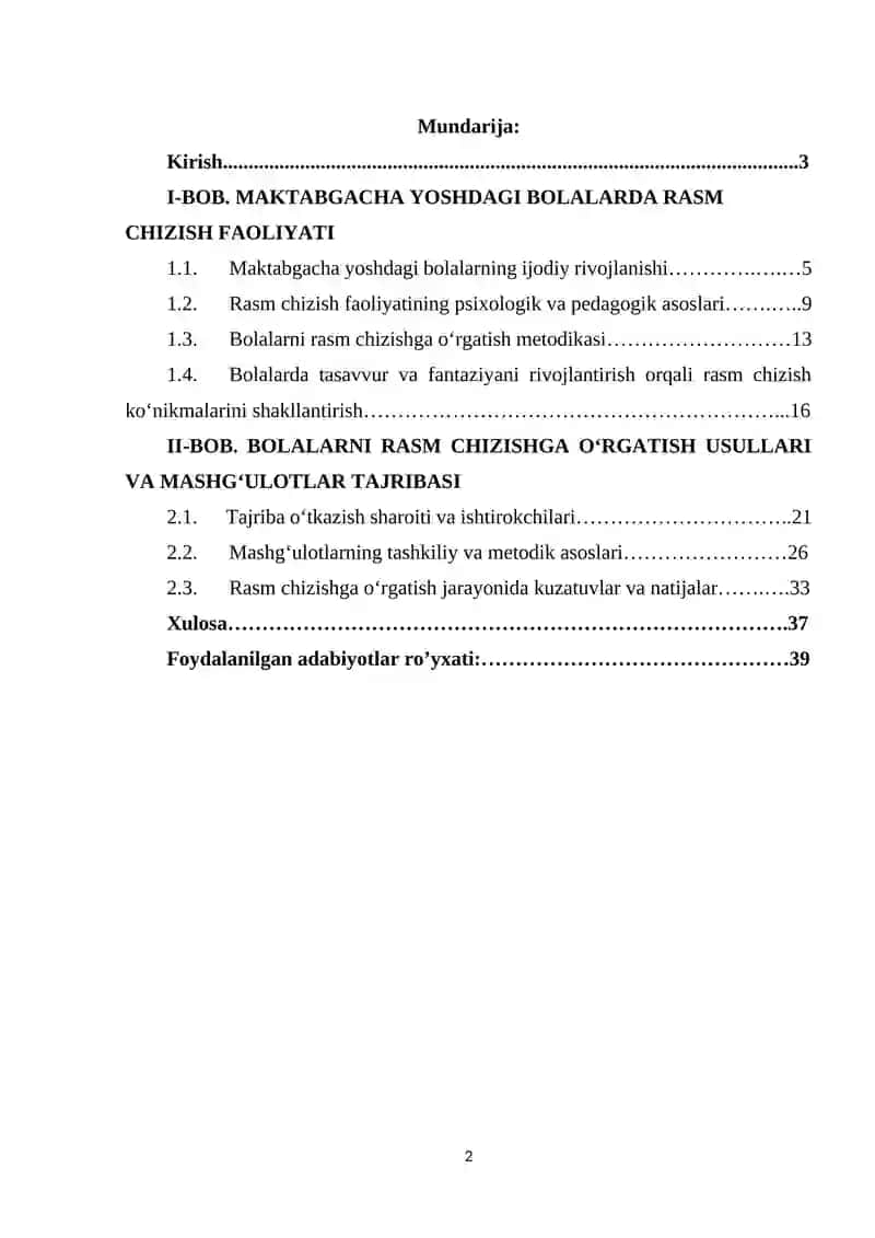 Maktabgacha yoshdagi bolalarni rasm chizishga oʻrgatish. 2
