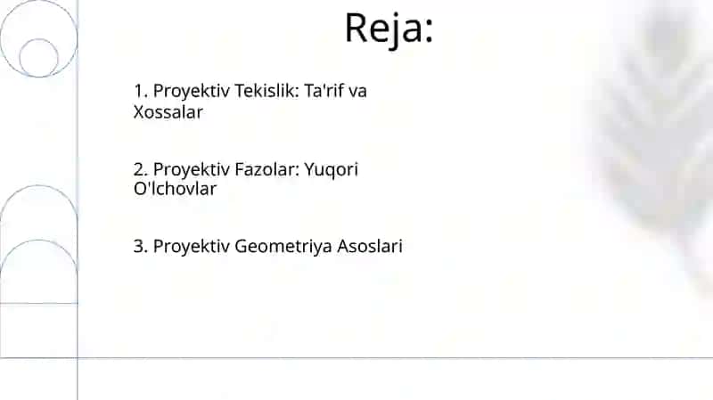 Proyektiv Tekislik va Proyektiv Fazo 2