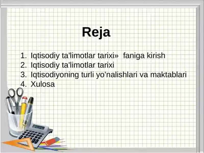 Taqdimot  Iqtisodiy ta'limotlar tarixi»  faniga kirish 2