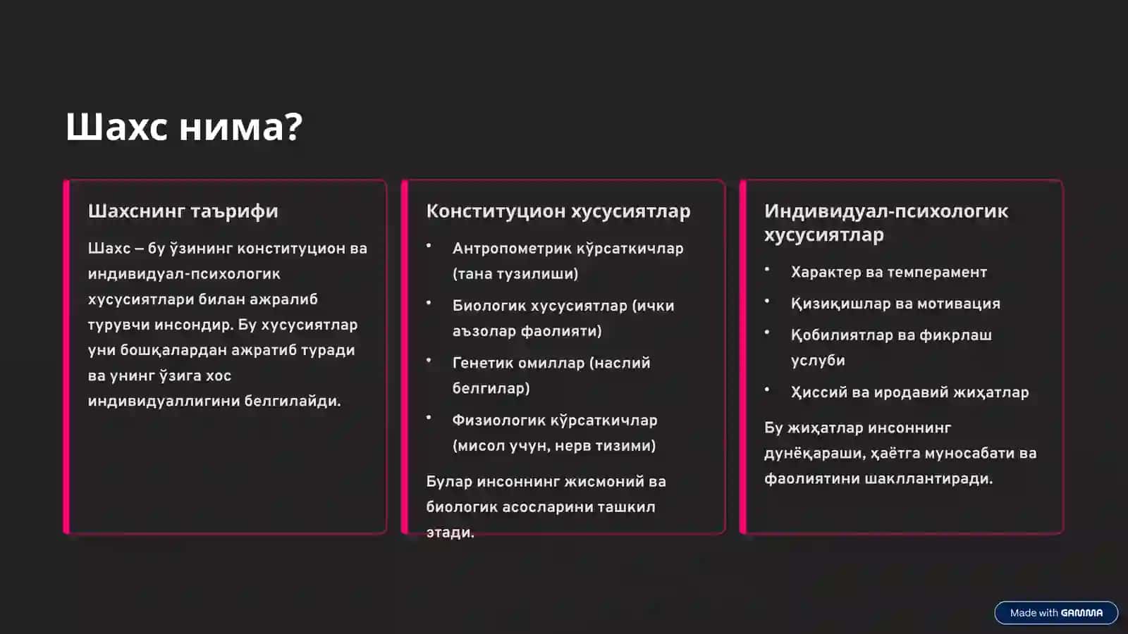 Шахс: Инсоннинг ўзига хослиги ва унинг психологияси 2