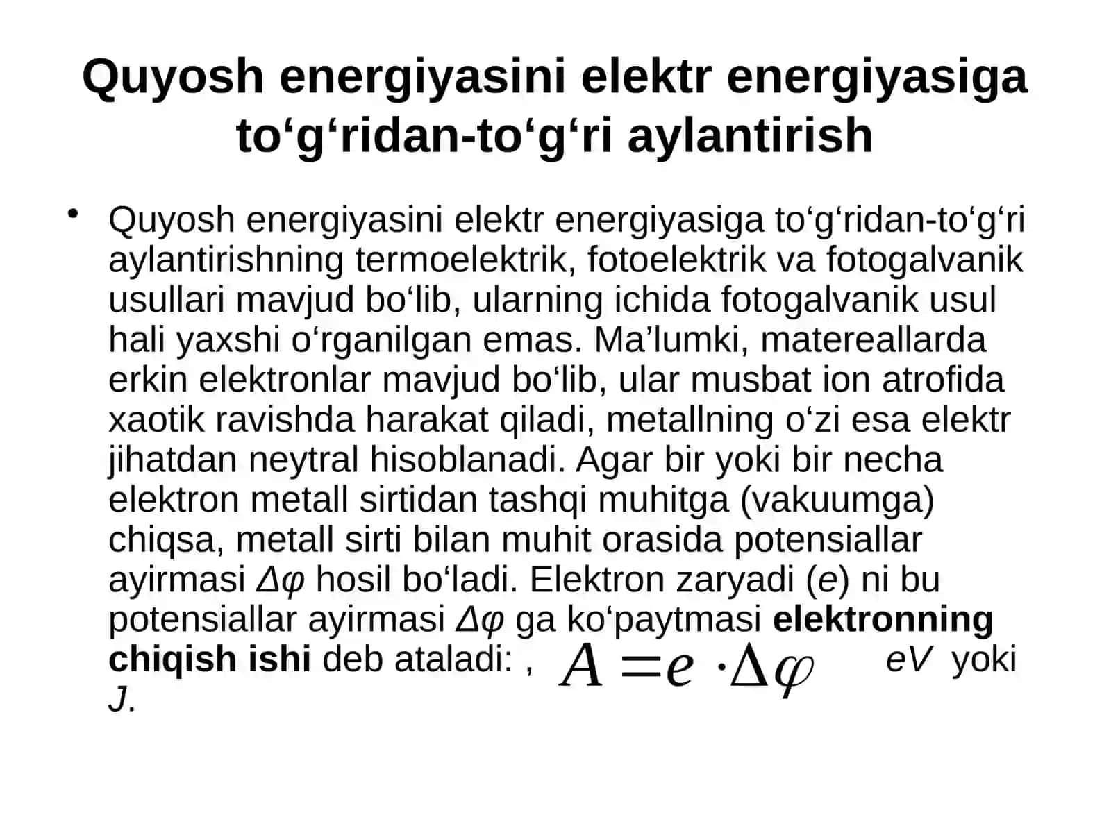elektronning chiqish ishini aniqlash 2