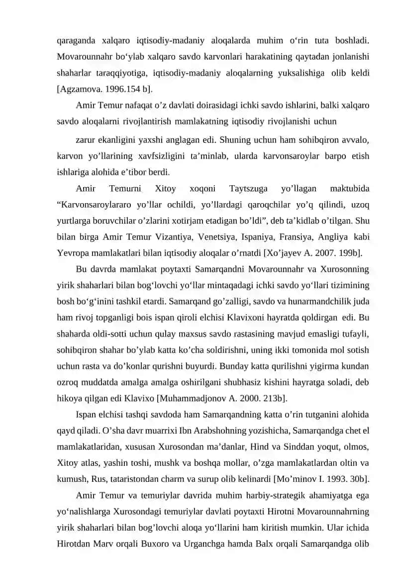 TEMURIYLAR DAVRIDA BUYUK IPAK YOʻLINING AHAMIYATI 2