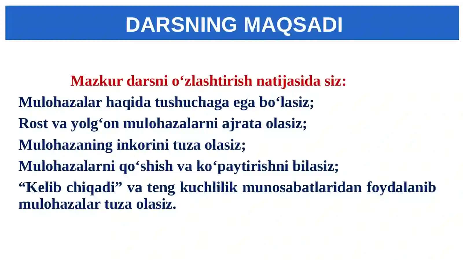 6-dars. Matematik mantiq elementlari 2