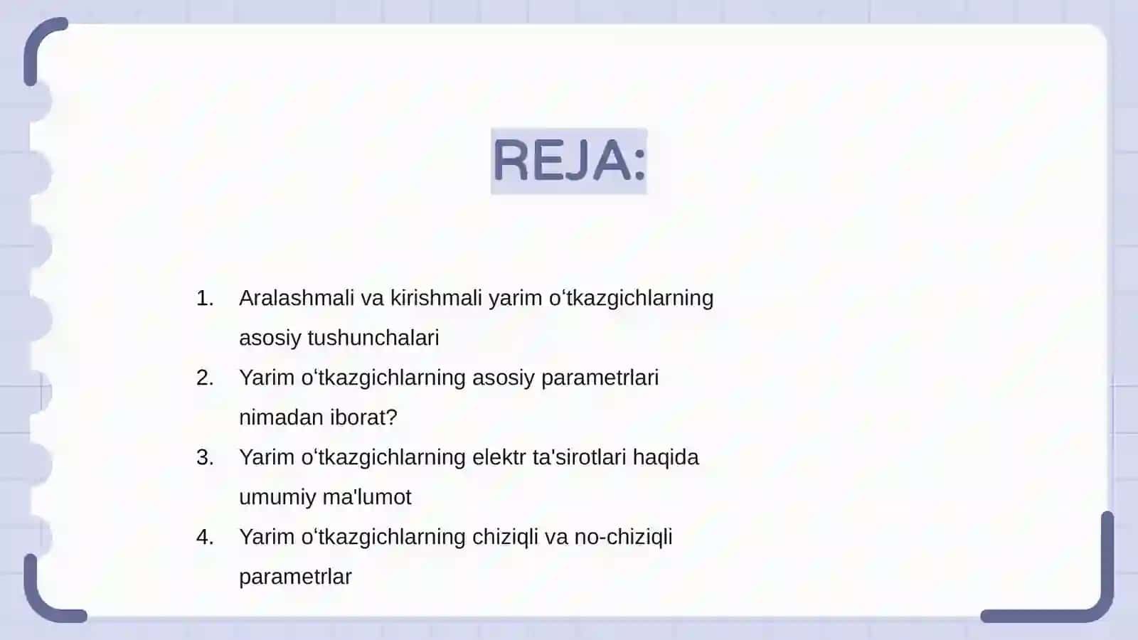 Aralashmali va kirishmali yarim oʻtkazgichlarning asosiy parametrlarini aniqlash 2