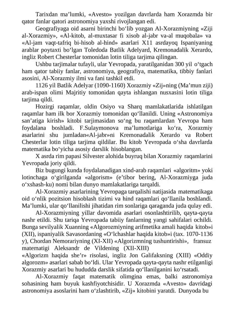 4-MA’RUZA: Markaziy Osiyo mutafakirlarining tabiatshunoslik fanini rivojlanishiga qo‘shgan hissasi 2
