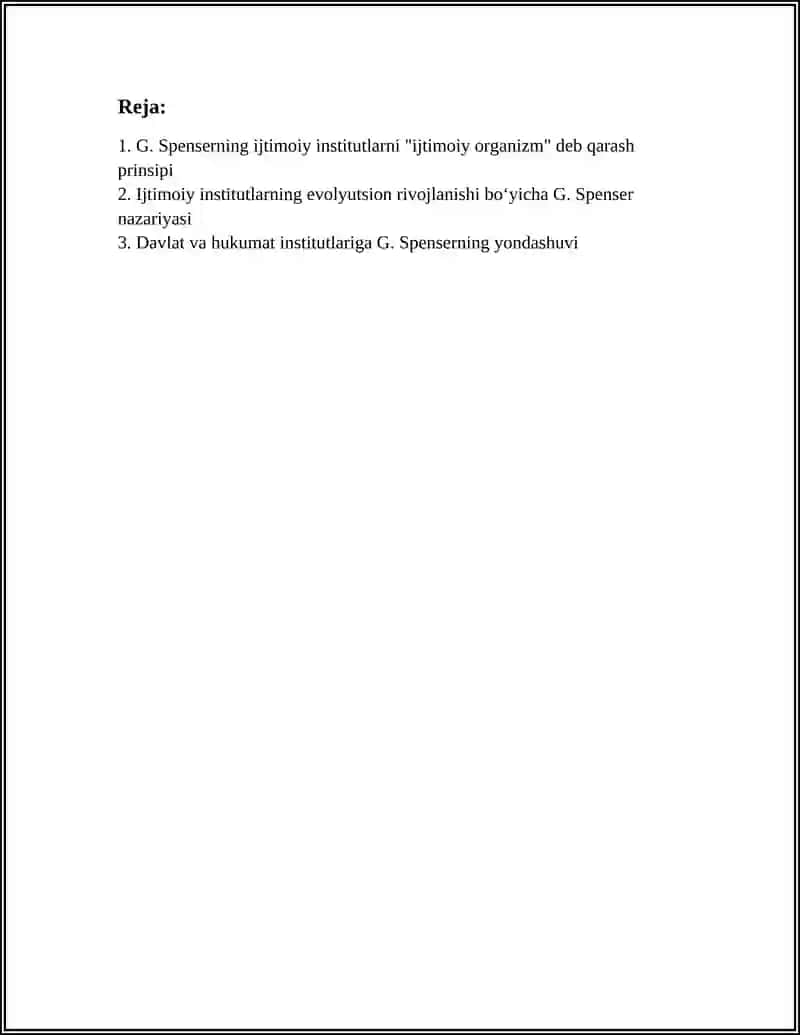 G.SPENSERNING SOTSIAL INSTITUT HAQIDA QARASHLARI 2