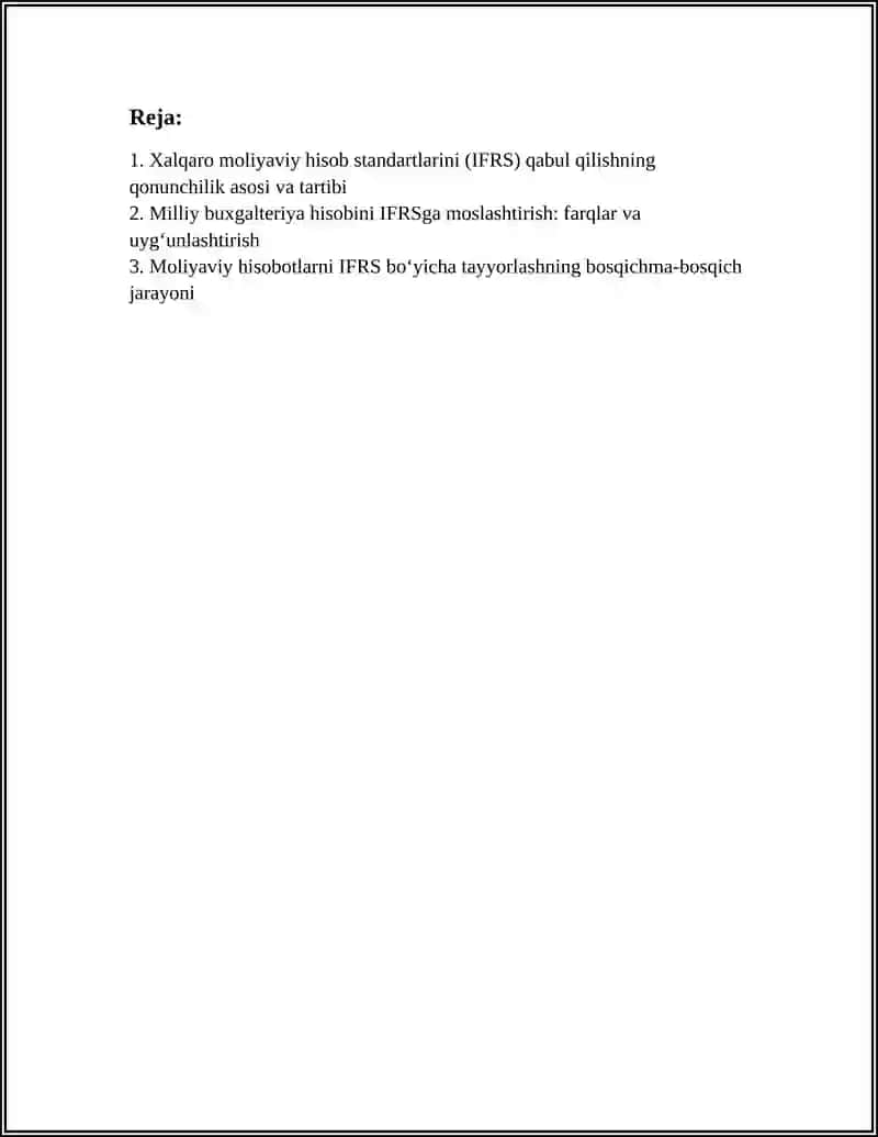 Xalqaro moliyaviy hisob standartlarini (IFRS) qabul qilish 2
