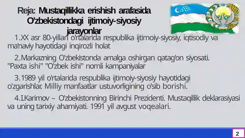 O'ZBEKISTONNING YANGI TARIXI 2