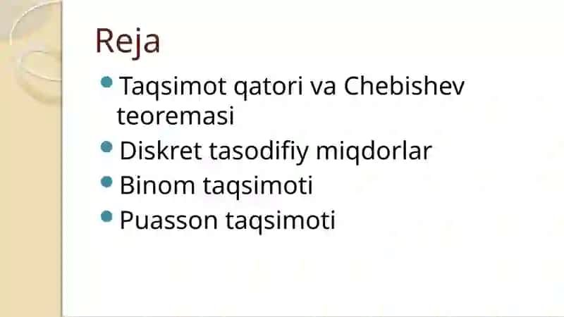 Diskret tasodifiy miqdorlar iqtisodiy tatbiqi 2