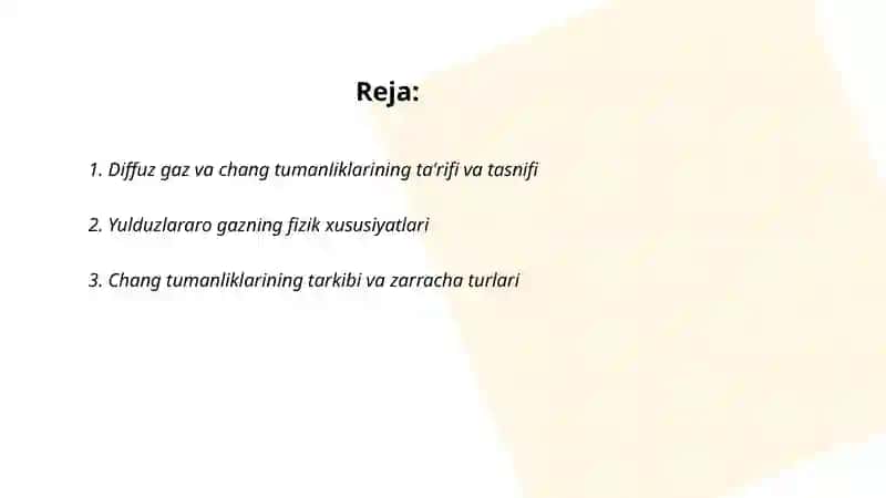 Diffuz gaz va chang tumanliklar 2