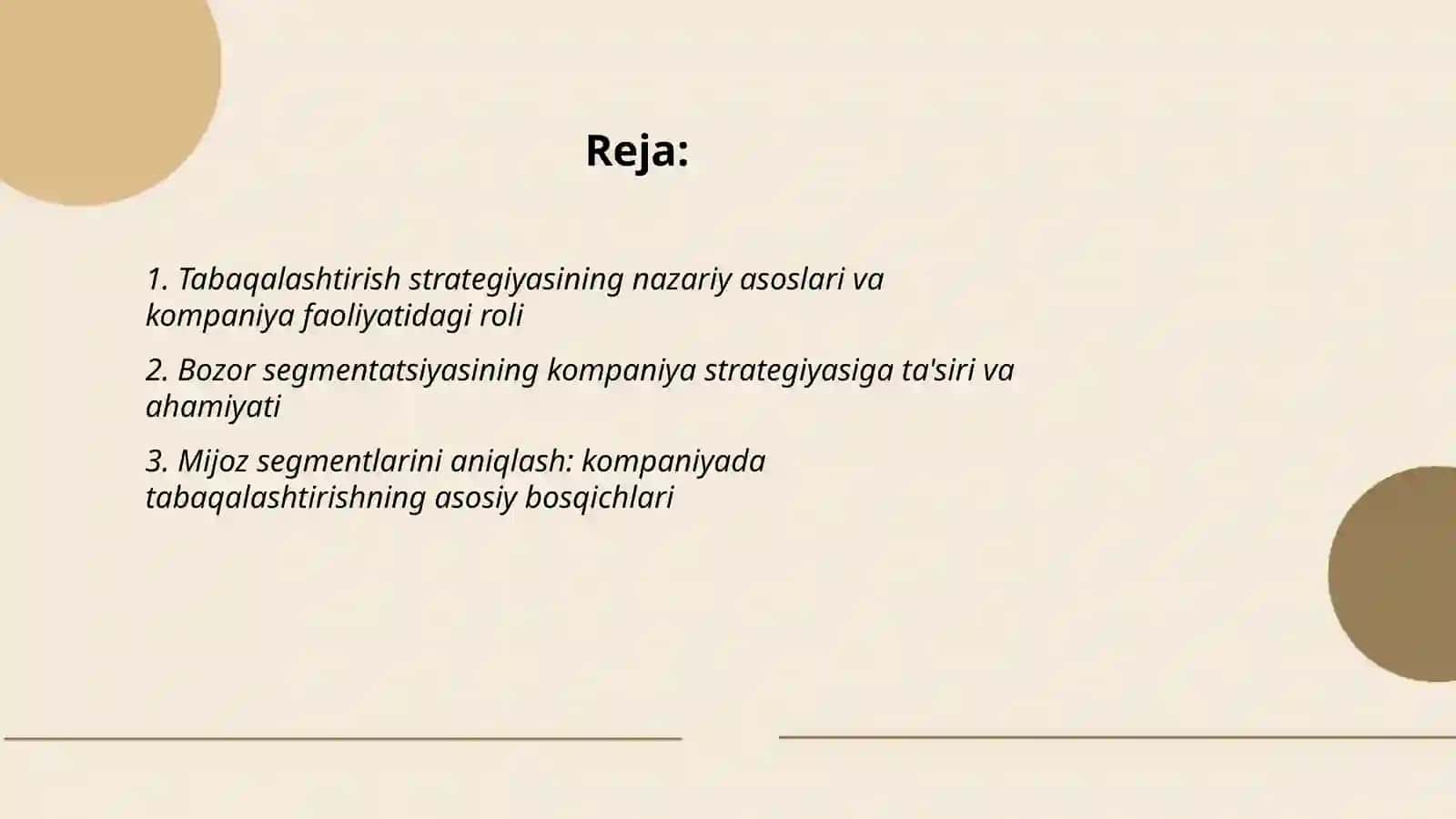 Kompaniyada tabaqalashtirish strategiyasini qõllashning ahamiyati 2