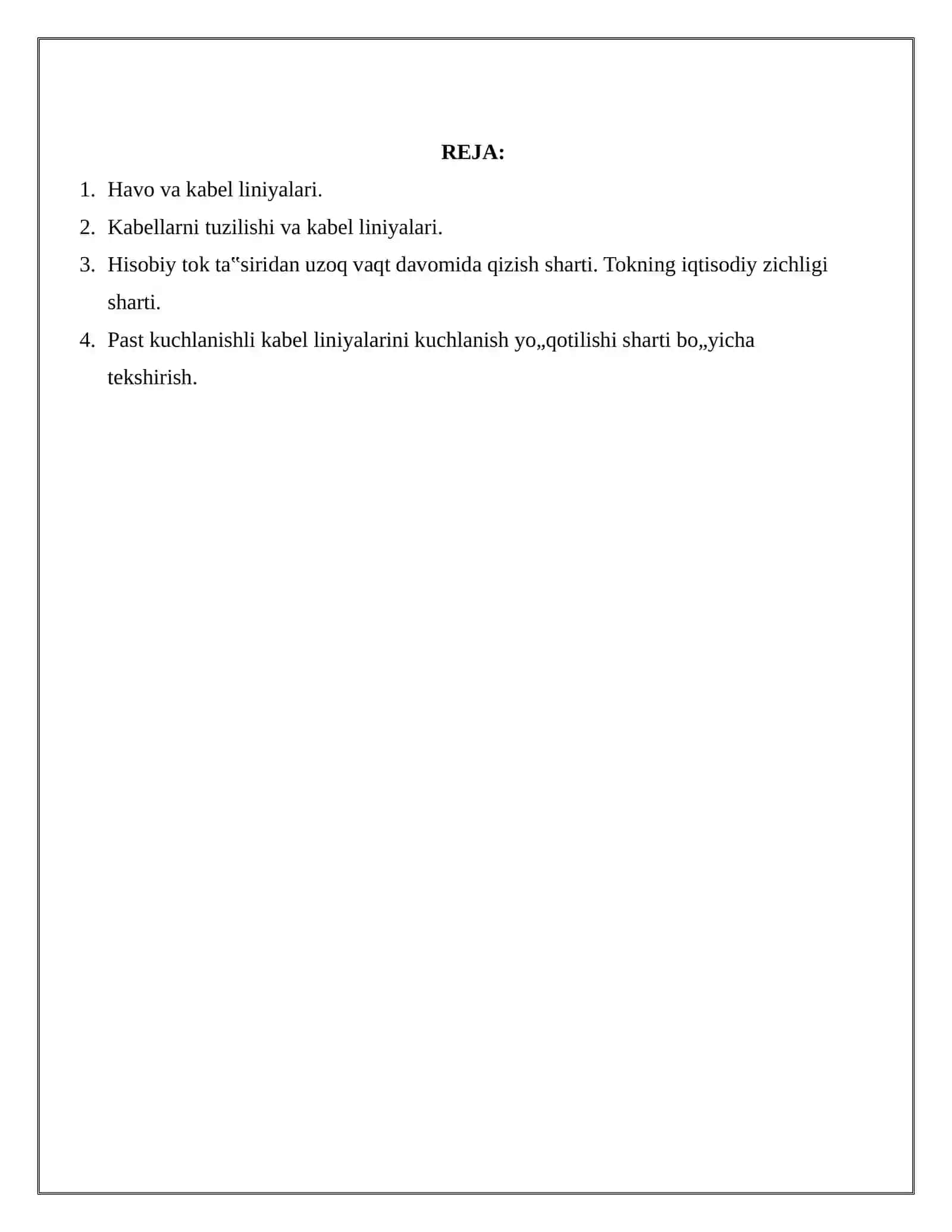 Havo va Kabel Liniyalarining ko'ndalang kesim yuzasini tanlash 2