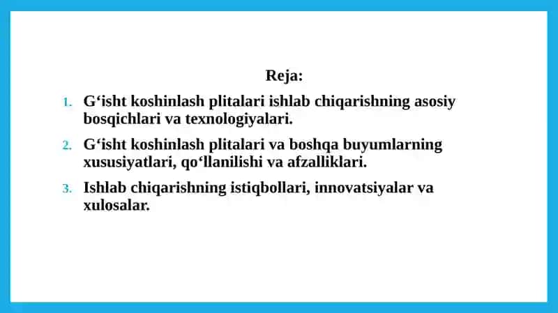 Gʻisht koshinlash plitalari va boshqa buyumlar ishlab chiqarish 2