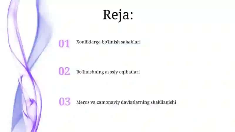 Oʻrta Osiyoning xonliklarga boʻlinib ketishi uning sabab va oqibatlari 2