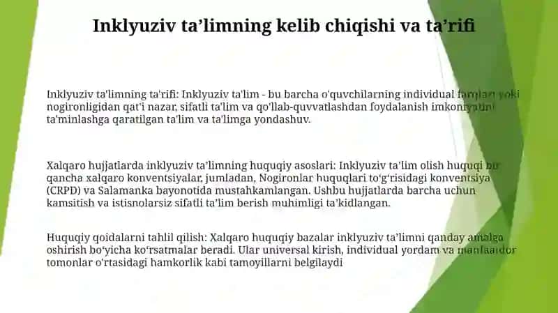 Inklyuziv Talimning Huquqiy Asoslari Xalqaro Hujjatlarda Tahlil Qilish 2