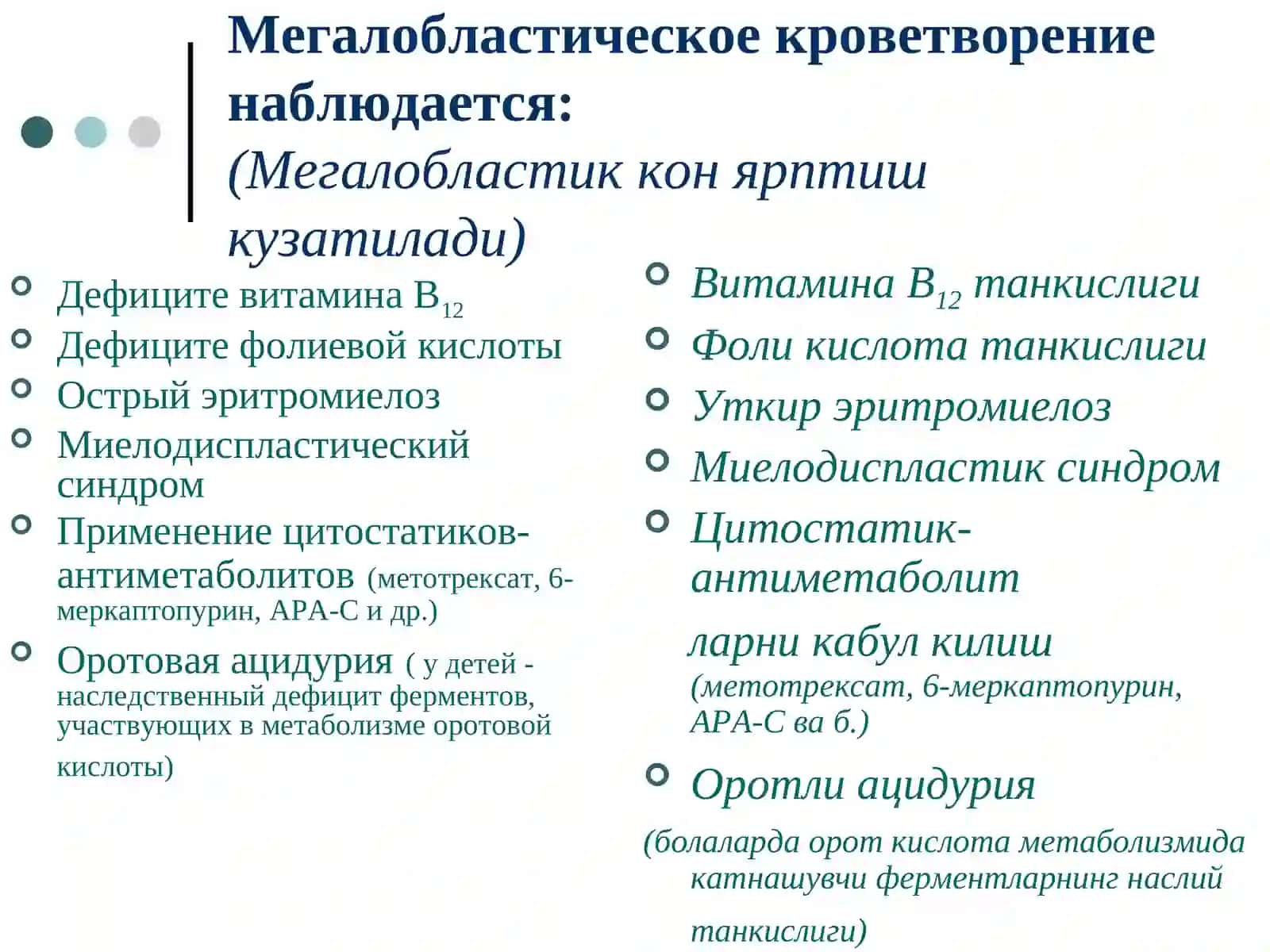 Мегалобластные анемии(Мегалобласт камконликлар) 2