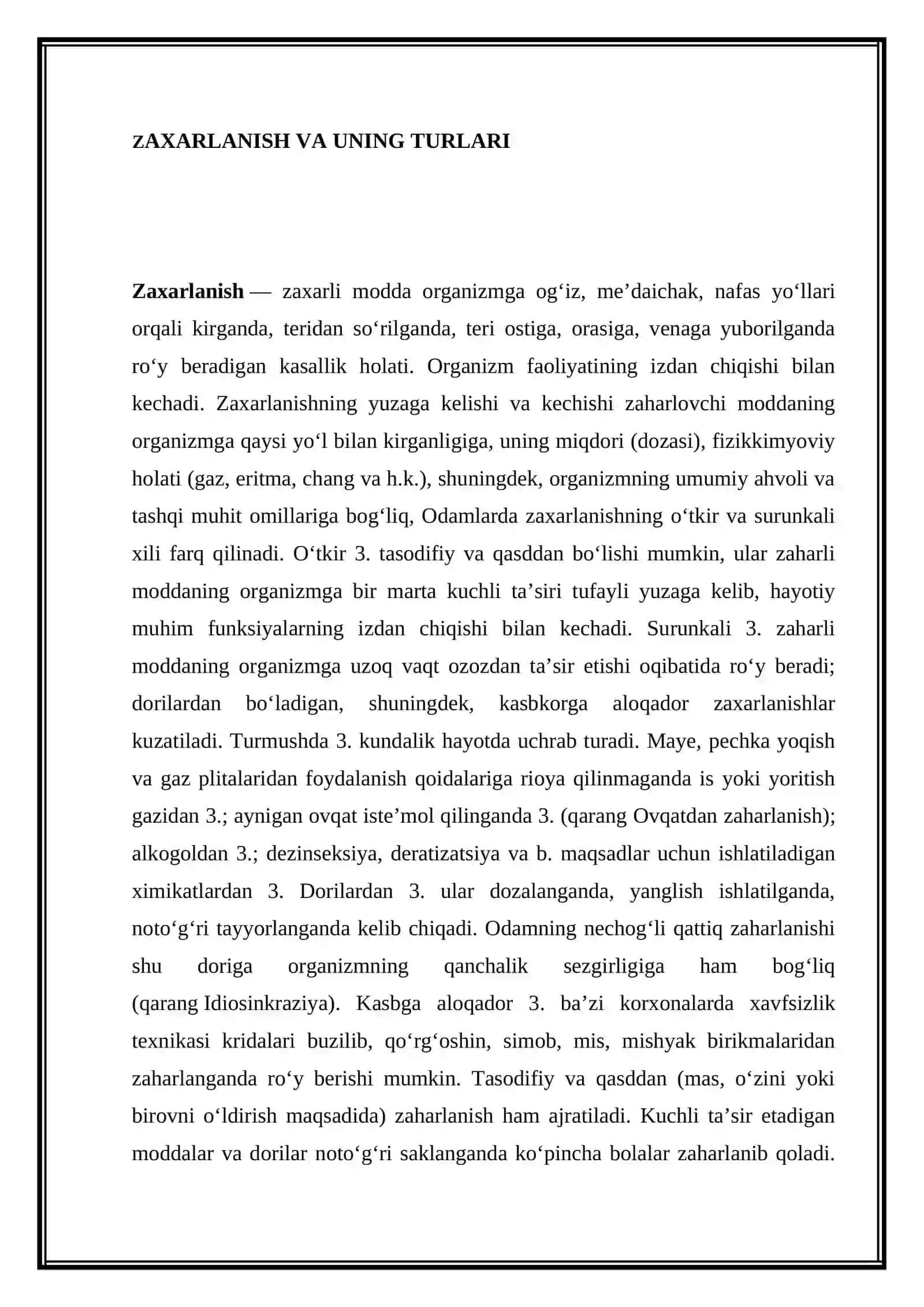O‘tkir zaharlanishlar va ularga qarshi chora tadbirlar 2