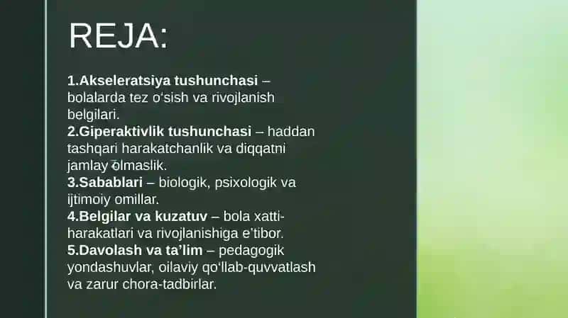 Akseleratsiya .  Giperaktiv bola 2