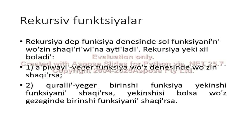 Rekursiv funktsiyalar 2