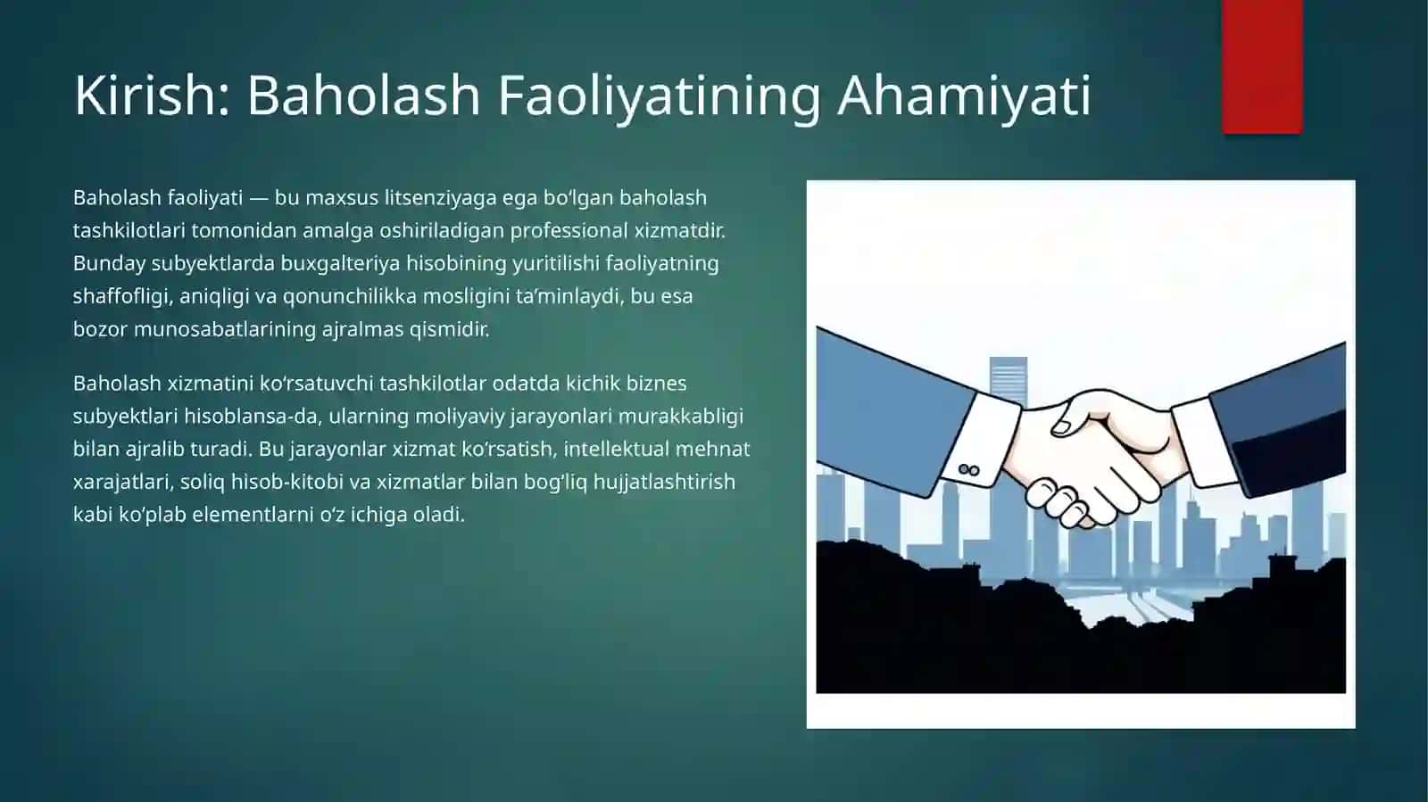 Baholash Xizmatini Ko'rsatuvchi Subyektlarda Buxgalteriya Hisobi 2