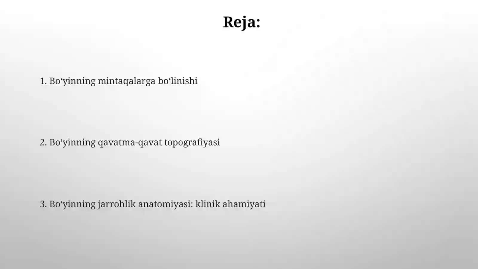Bo'yin soxasining jarrohlik anatomiyasi: soxalarga bo linishi, qavatma-qavat topografiyasi 2