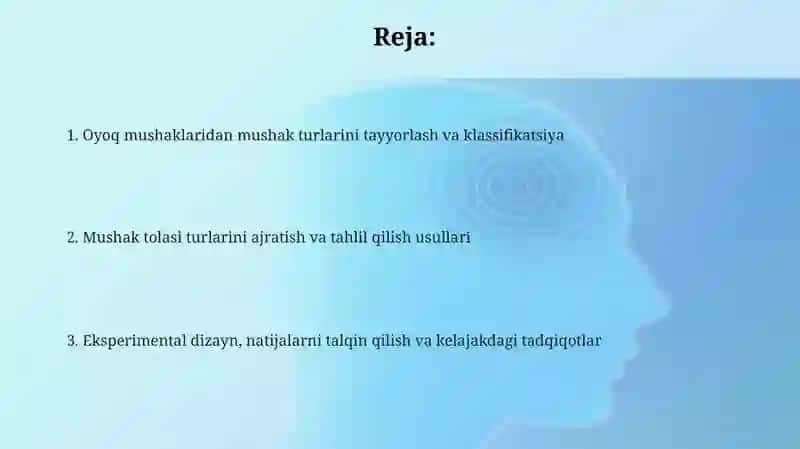 Oyoq mushaklaridan mushak turlarini tayyorlash va klassifikatsiyasi 2