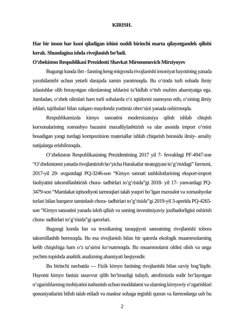 Termodinamikaning 1-qonuni kurs ishi 2