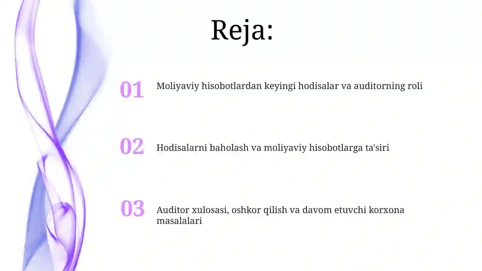 Moliyaviy hisobotlardan keyingi voqealar: Kirish 2