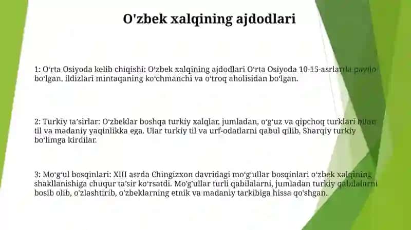 Oʻzbek Xalqining Shakllanish Jarayoni 2