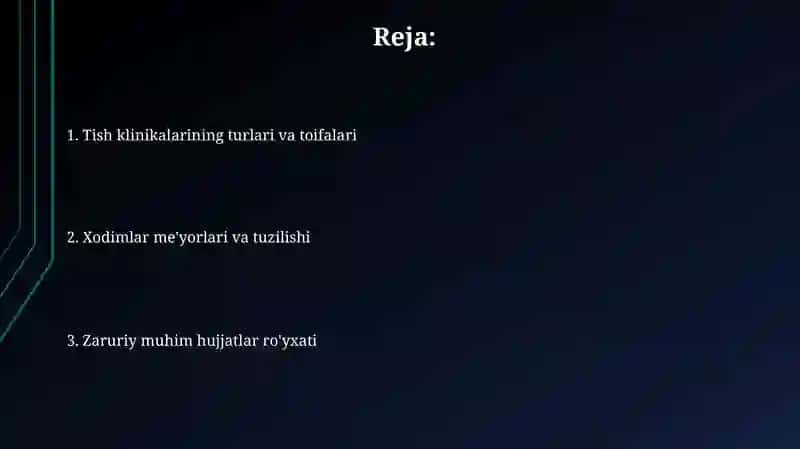 Stomatologiya klinikasi: turlari, kategoriyalari, kadrlar standartlari va asosiy muhim hujjatlarlar! 2