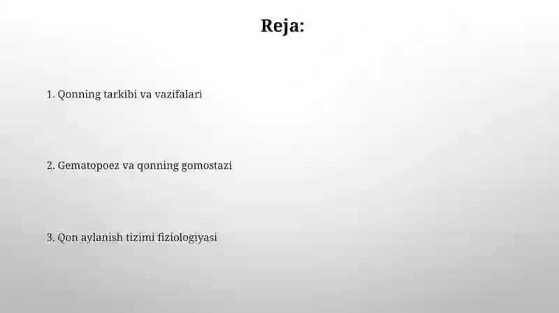 Qon fiziologiyasi va uning funktsiyalari bilan tanishish 2