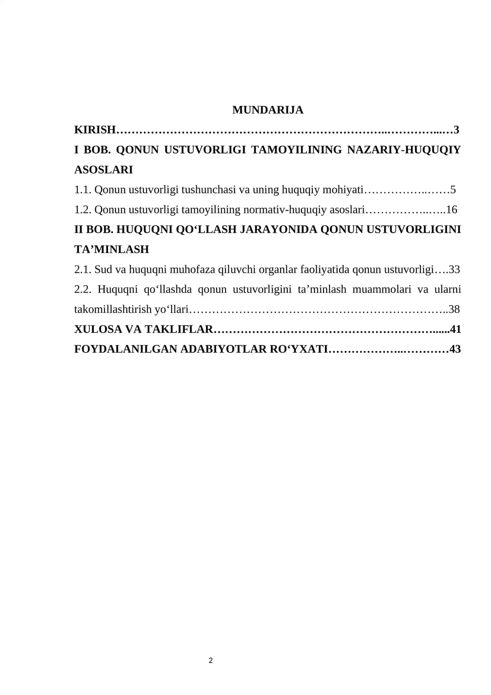 Huquqni qoʻllashda qonun ustuvorligi tamoyili kurs ishi 2