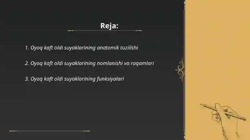 Oyoq kaft oldi suyaklari 2