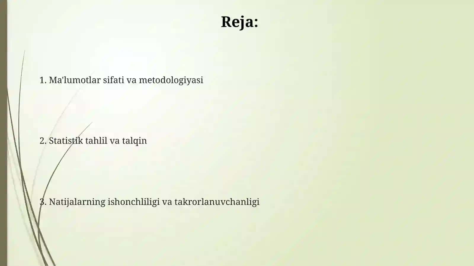 Statistik  tadqiqot natijalarini ishonchlilik darajasini baholash 2