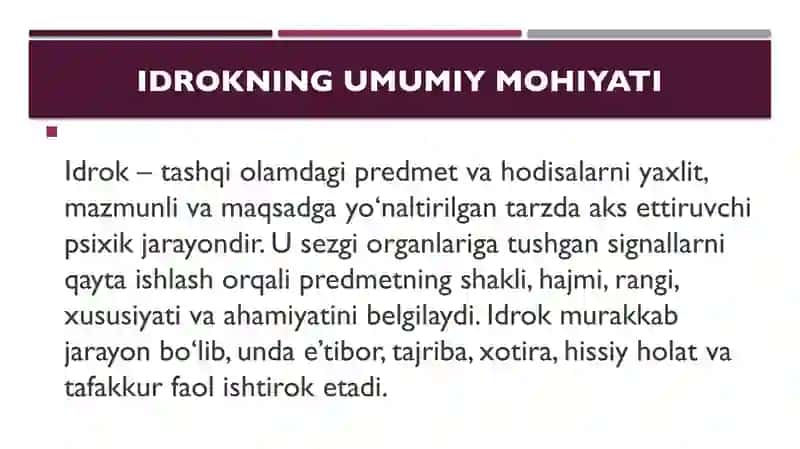 Idrokda obyekt va fon appersepsiya idrokning konstantligi 2