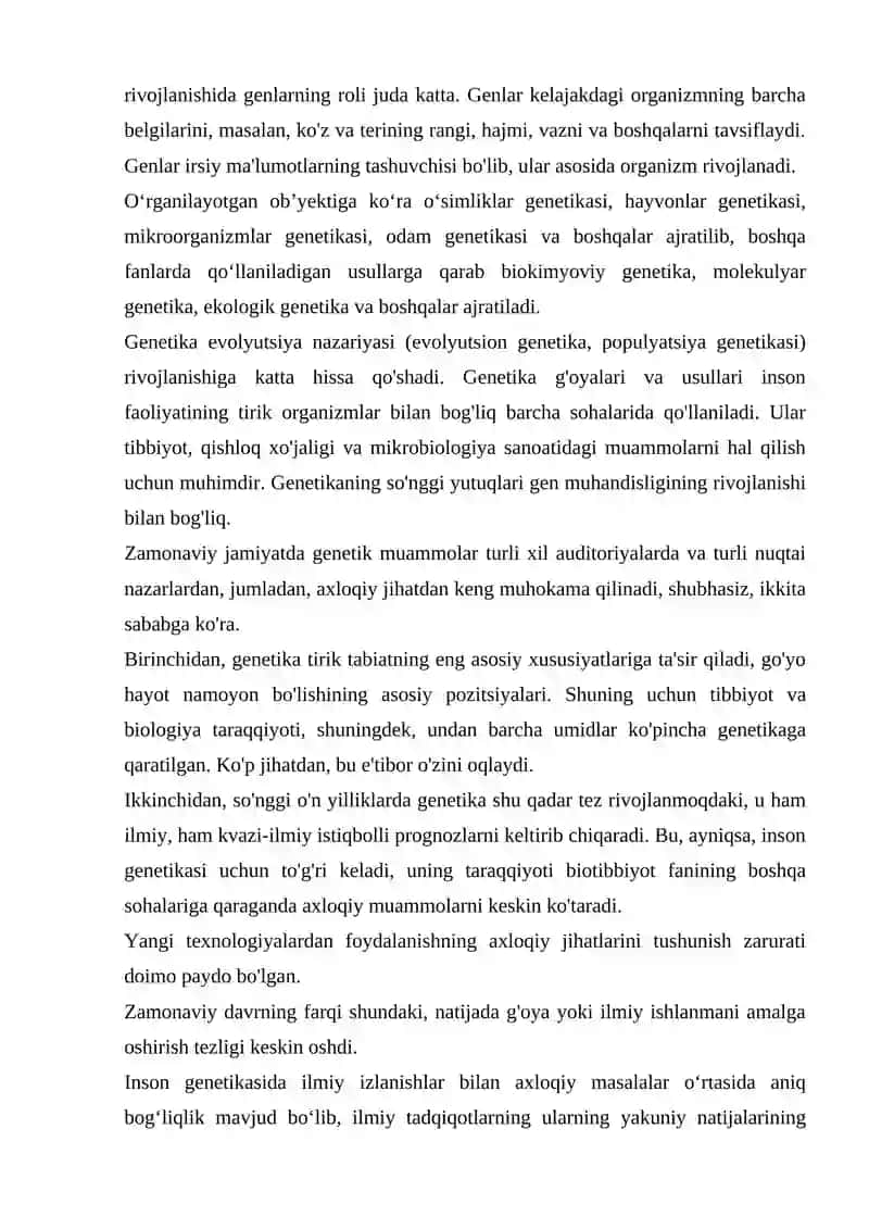 TIBBIYOT GENETIKASI SOHASIDAGI YUTUQLAR, MUAMMOLAR VA ISTIQBOLLAR HAQIDA 2
