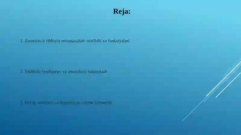 Zamonaviy tibbiy muassasalari va ular faoliyatini tashkil etish 2
