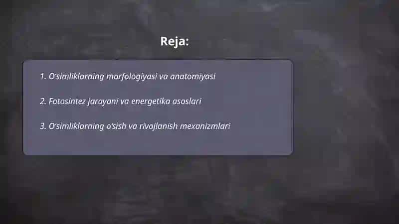 Oʻsimliklar dunyosi va ularning hayot tarzi haqidagi bilimlarni bilib olish va tahlil qilish 2
