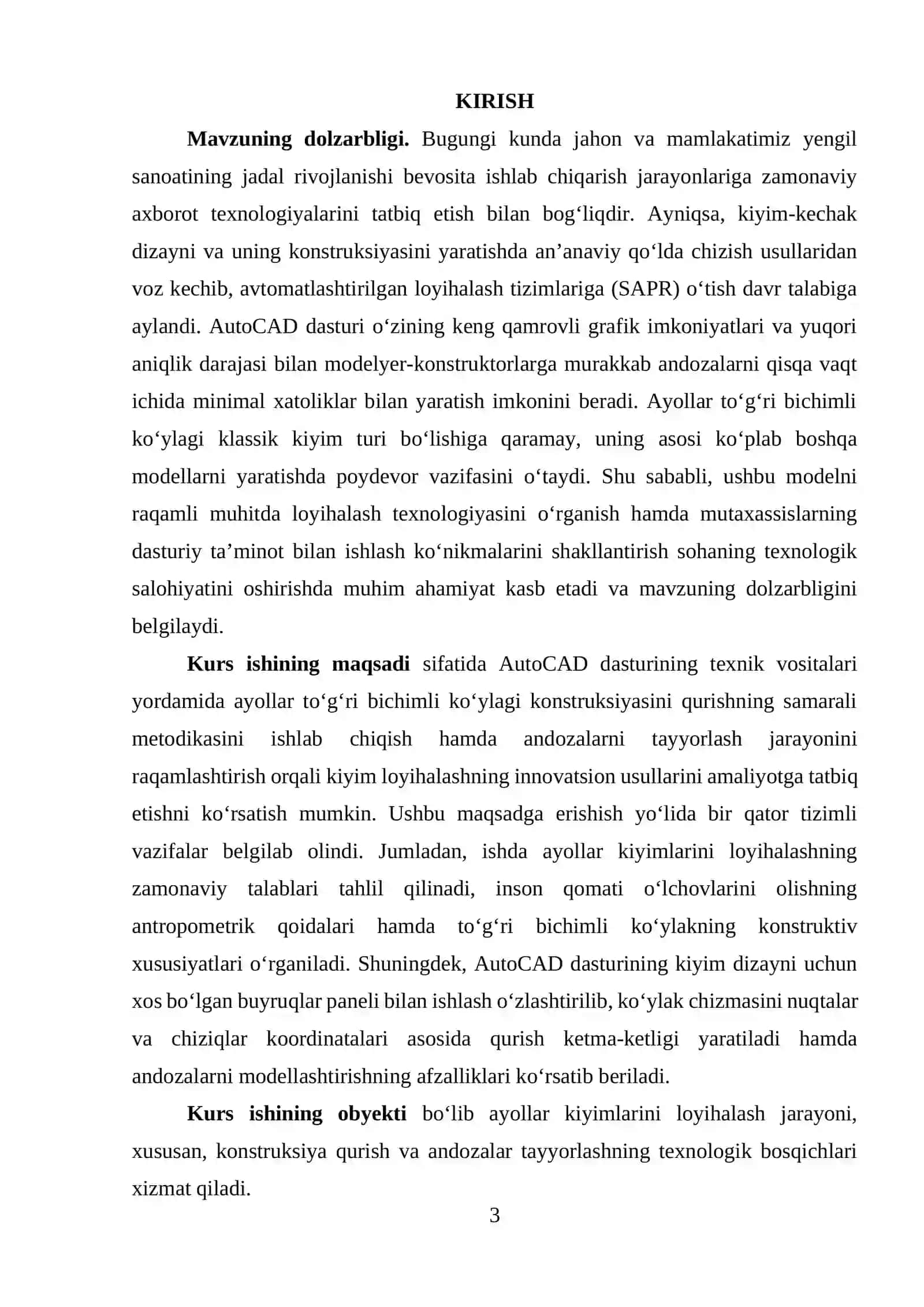 Ayollar to‘g‘ri bichimli ko‘ylagini AutoCAD dasturida loyihalash 2