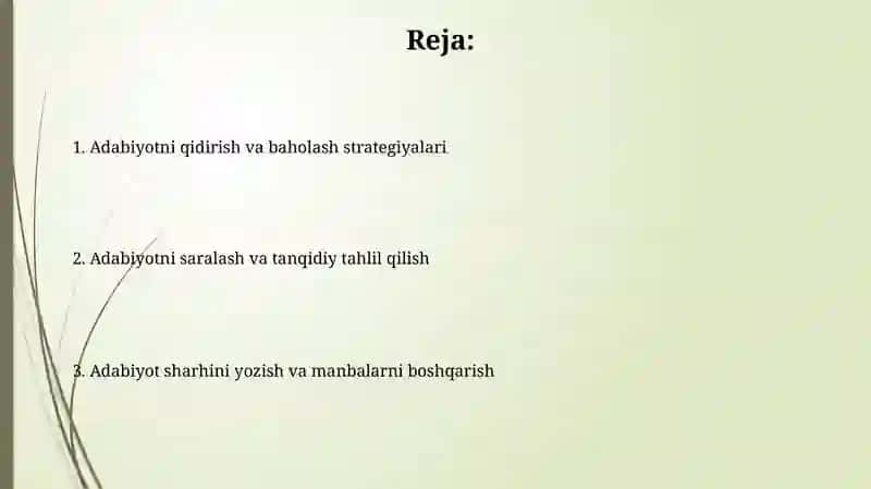 Adabiyotlarni izlashvatanlash 2