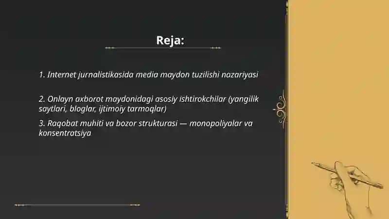 Media maydon tuzilishi internet jurnalistikasida raqobat muhiti 2