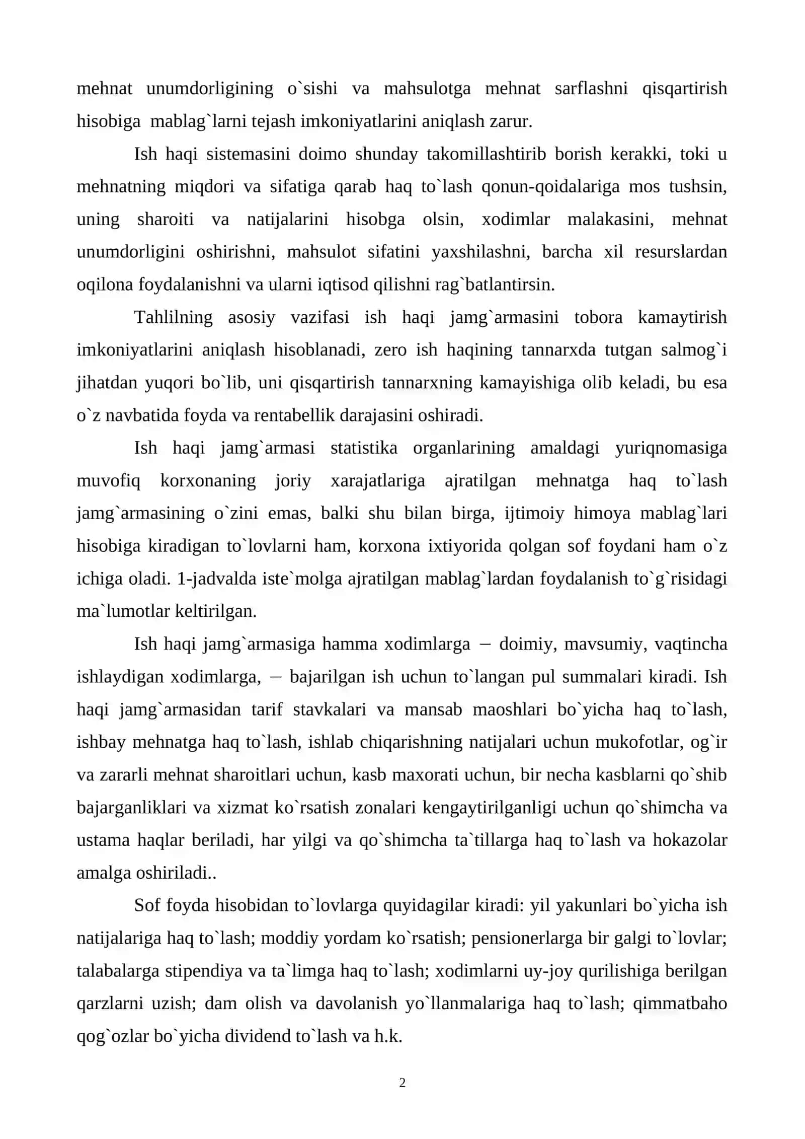 Mehnatga haq to`lash jamg`armasini tahlili 2