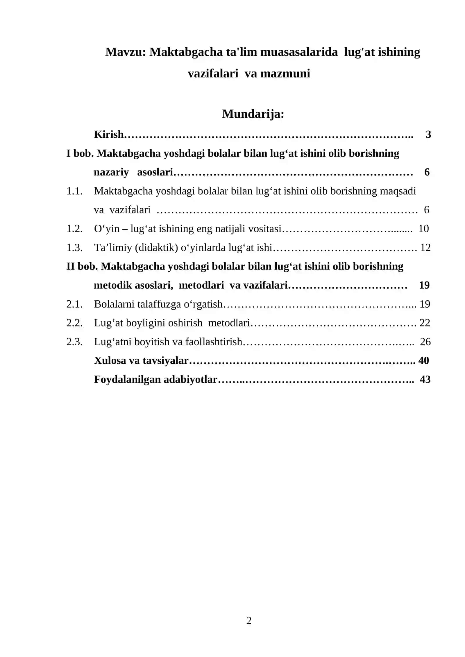 Maktabgacha ta'lim muasasalarida  lug'at ishining vazifalari  va mazmuni 2