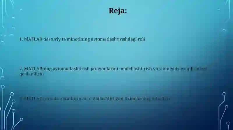 MATLAB dasturiy paketining avtomatlashtirishdagi roli 2