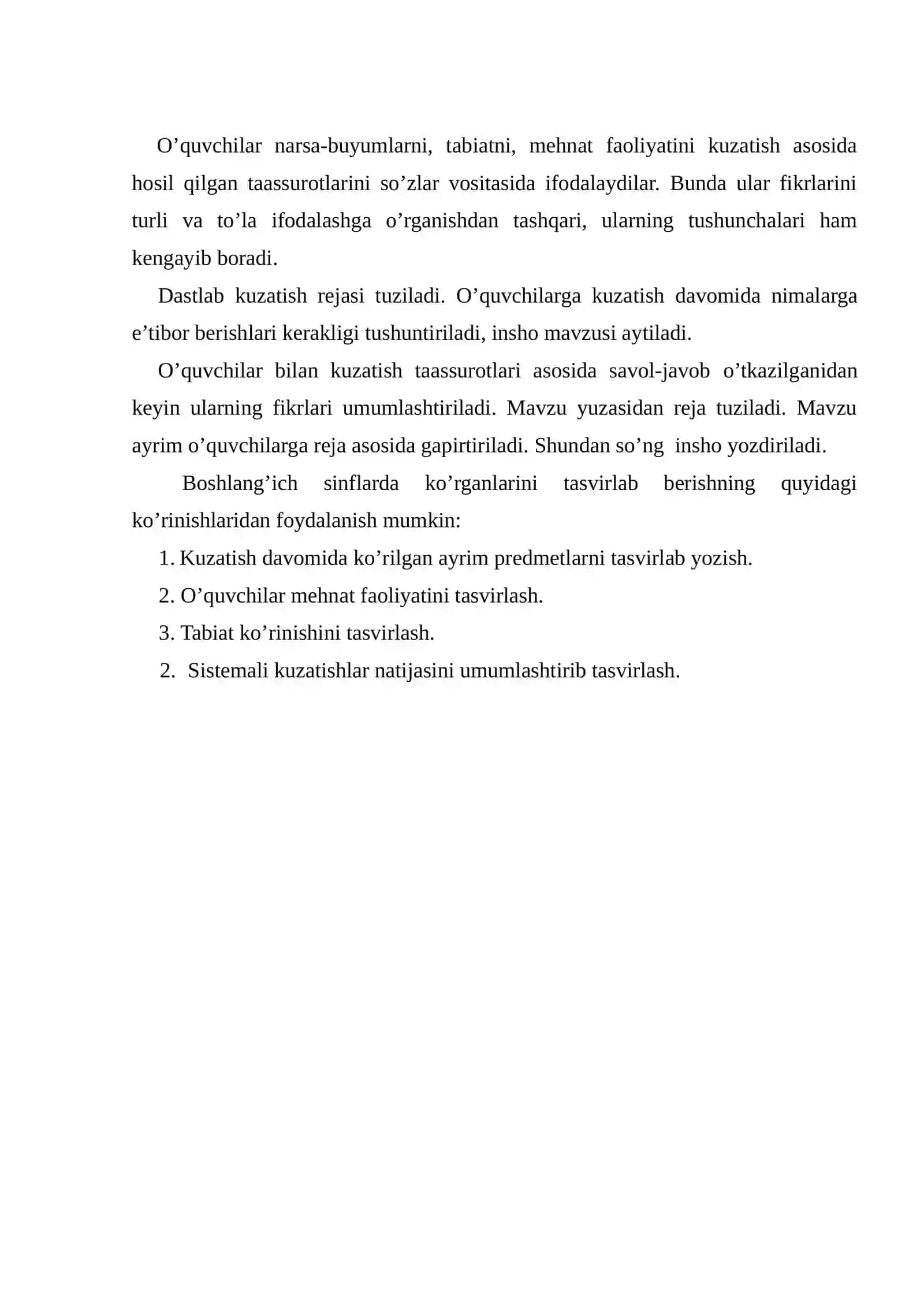 Kuzatishlar asosida insho yozish 2