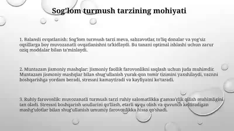 Sog‘Lom Turmush Tarzi Asoslari Tushunchlari Shakllantirish 2
