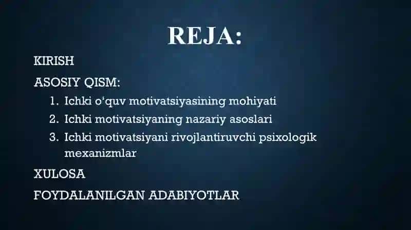 Ichki oʻquv motivatsiyasining psixologik mexanizmlari 2